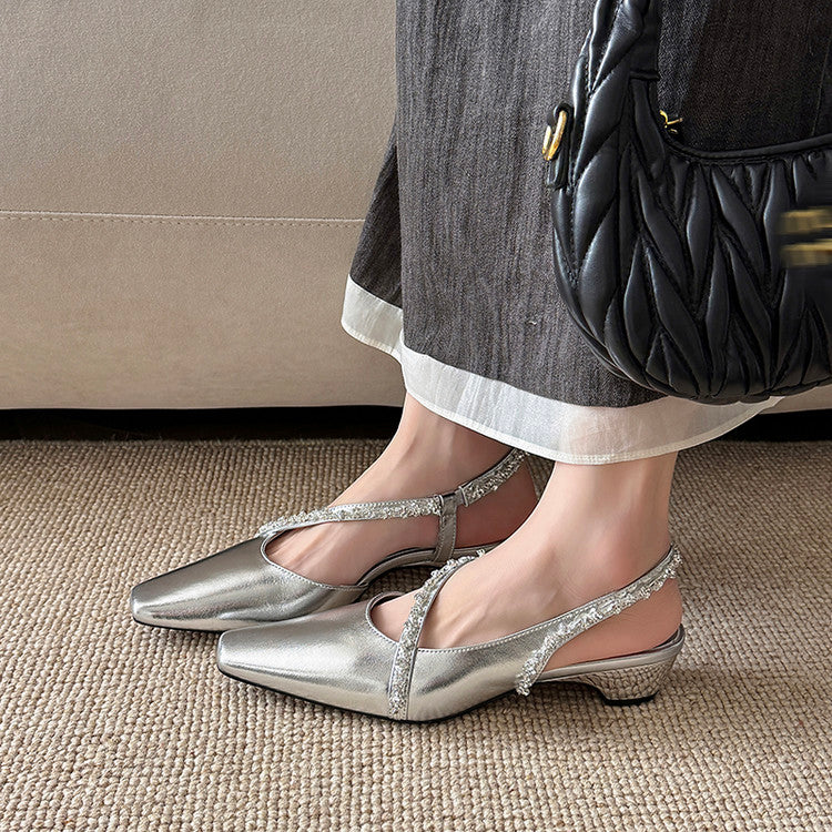 Karin Luna In Stock In Stock  Fresh Summer Vibes  Rhinestone Small Square Toe Elegant Closed-Toe Sandals