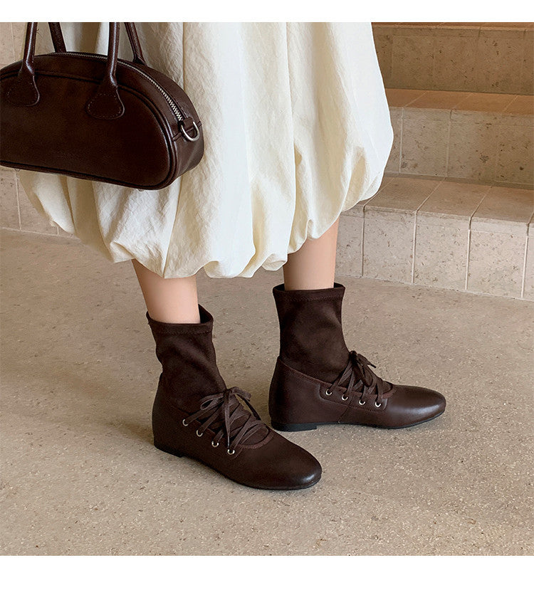 Karin Luna Round Toe Internal Height Increase Lace-up Ankle Boots