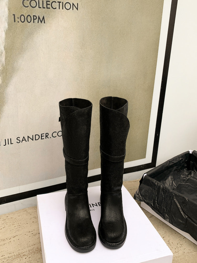 Karin Luna In Stock Spot Goods   Heavy-duty Edition Highly Consuming Material Round Toe Long Boots