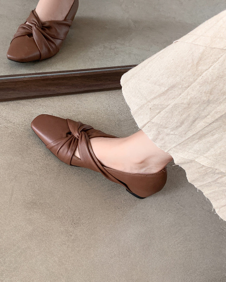 Karin Luna Cross Design Square Toe Hidden Wedge Shoes