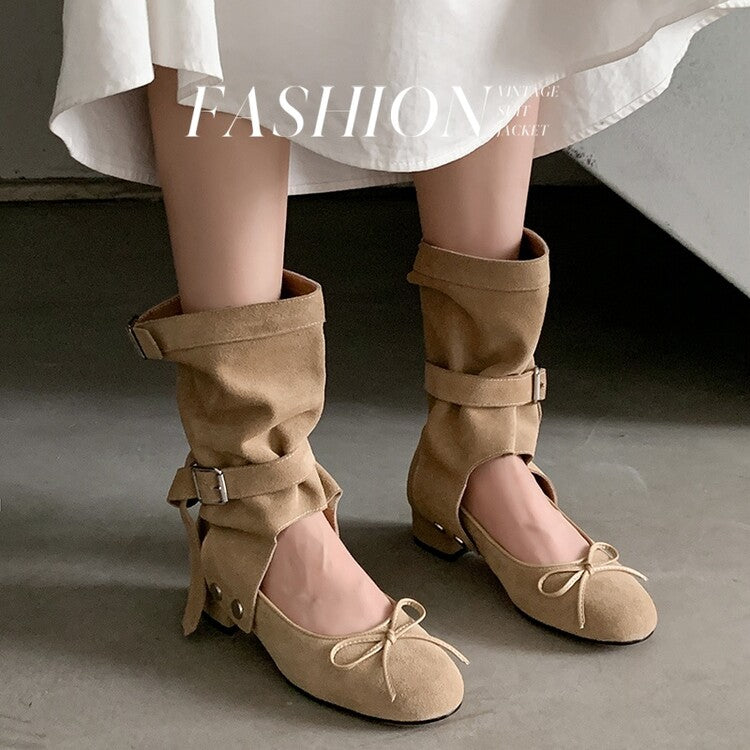 Karin Luna In Stock  Summer  Popular  Detachable Two-Way Vintage Mary Jane Plus Tube Long Boots