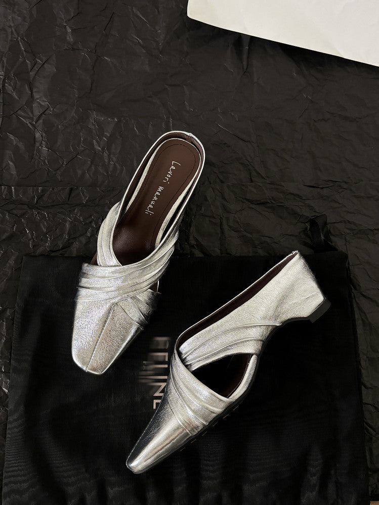 Karin Luna In Stock In Stock Basic Elegant Fairy Style Small Square Toe Sheepskin Slippers