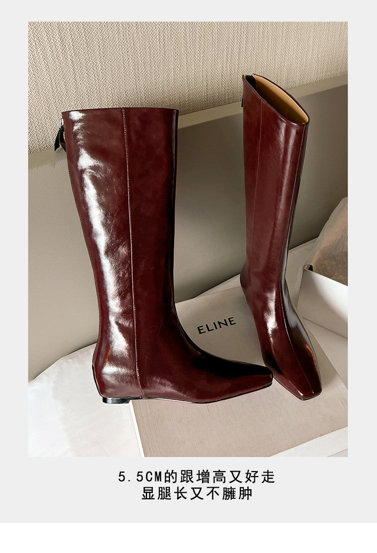 Karin Luna Minimalist Style Square-Toe Hidden Heel Long Boots