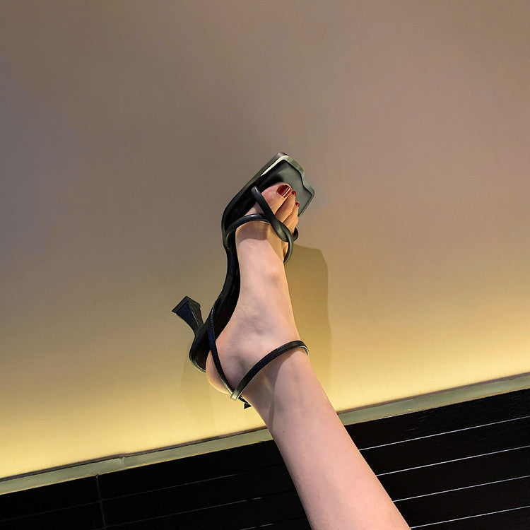 Karin Luna Classic Style  In stock  Basic Versatile Cross Strap High Heel Sandals