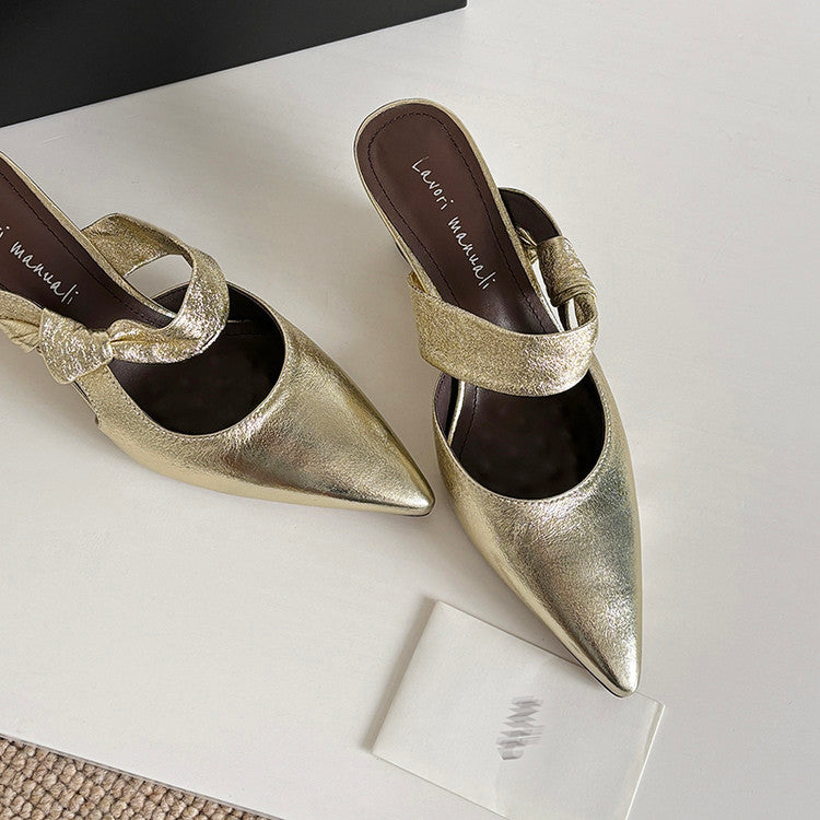 Karin Luna In Stock Spot Goods  Pointed Toe Irregular Heel Elegant Retro Strap Slippers