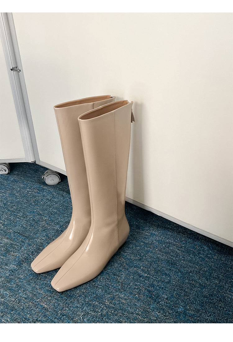 Karin Luna Minimalist Style Square-Toe Hidden Heel Long Boots
