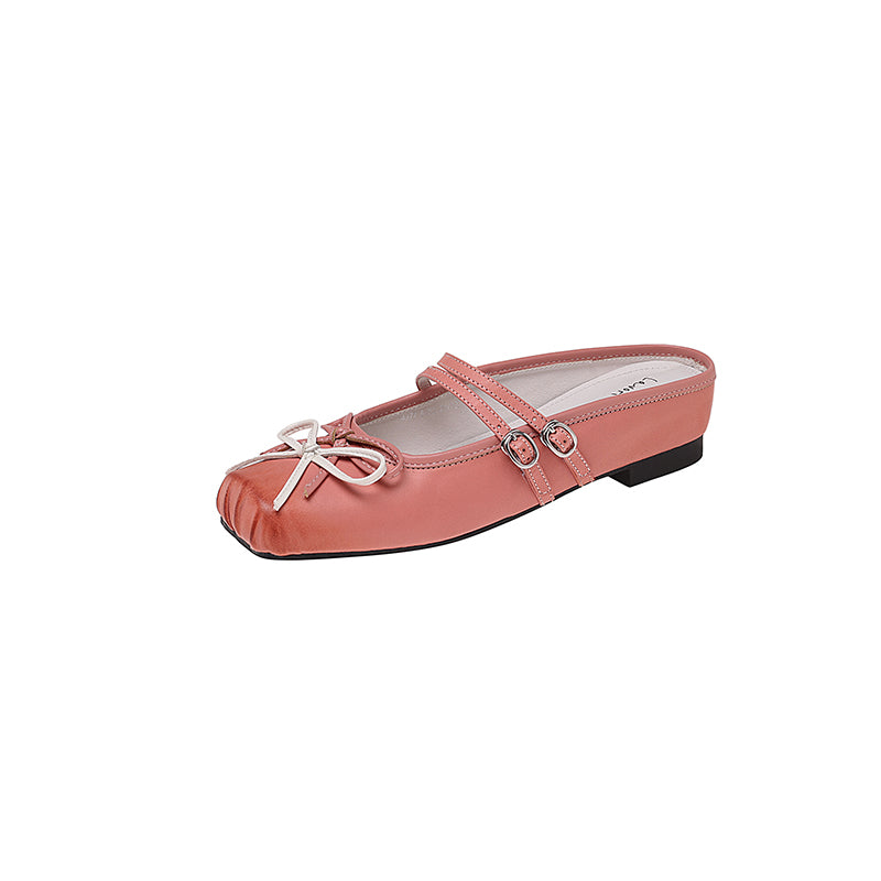 Karin Luna In Stock In Stock   Summer New Sweet Bowknot Color Block Square Toe Height-Increasing Slippers