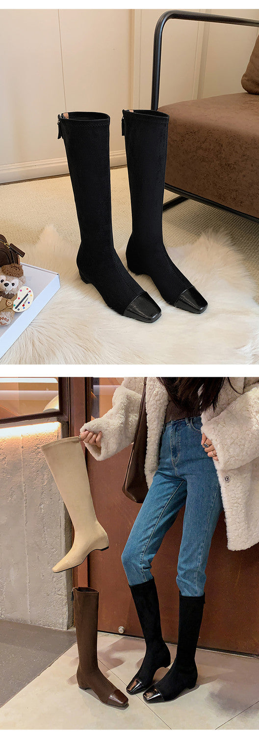 Karin Luna In Stock In Stock Patchwork Long Boots Elegant Versatile