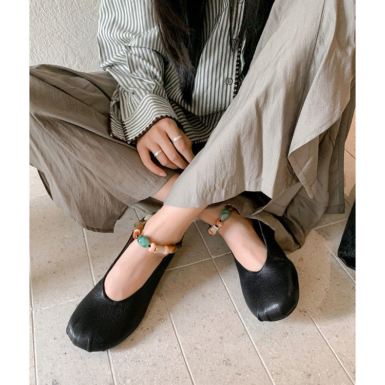 Karin Luna Full Layer Inside and Out~Elephant Pattern Round Toe Hidden Wedge Granny Shoes