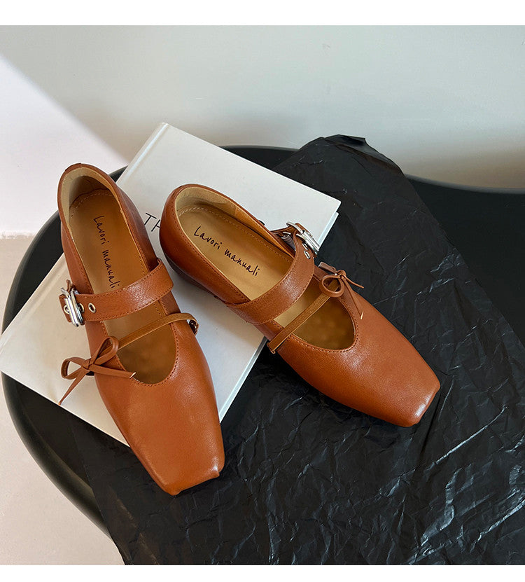 Karin Luna In Stock Spot Goods  Square Toe Internal Height Increase Detachable Bowknot