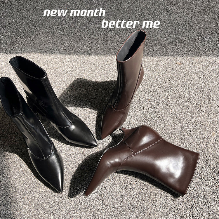 Karin Luna In Stock  Spot Goods Elegant kitten heel pointed toe trendy ankle boots