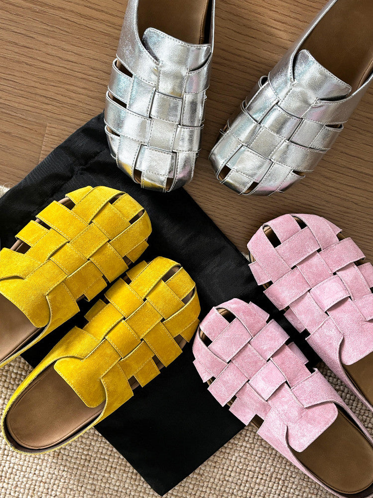 Karin Luna Full Layer Inside and Out~Basic Versatile Perforated Round Toe Birkenstock Slippers