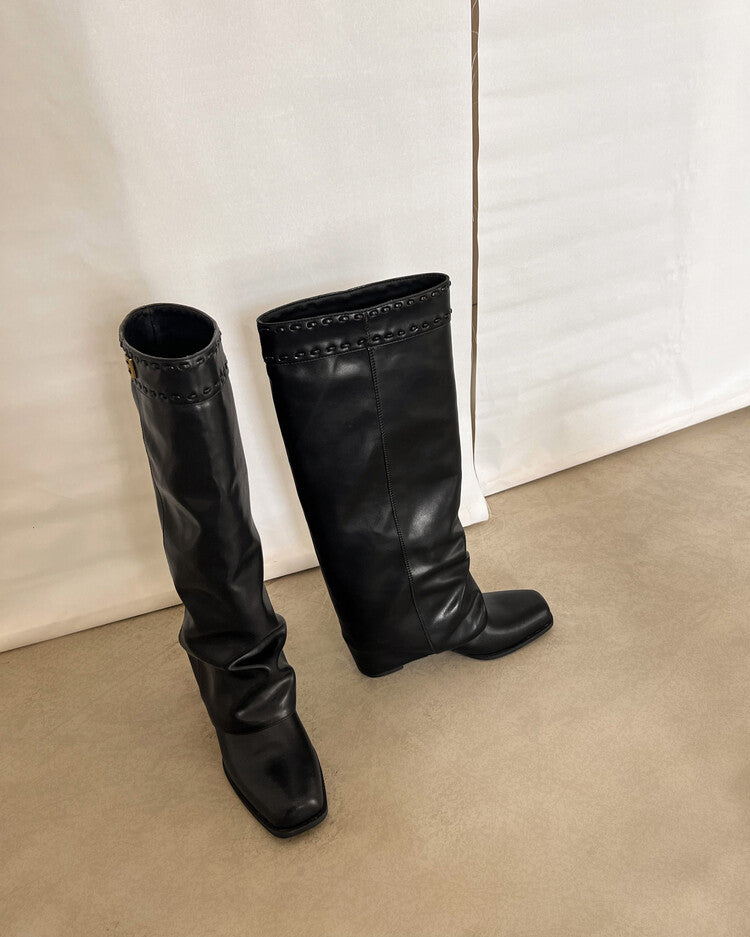 Karin Luna cool girl Stylish and Sweet Square-Toe Booties