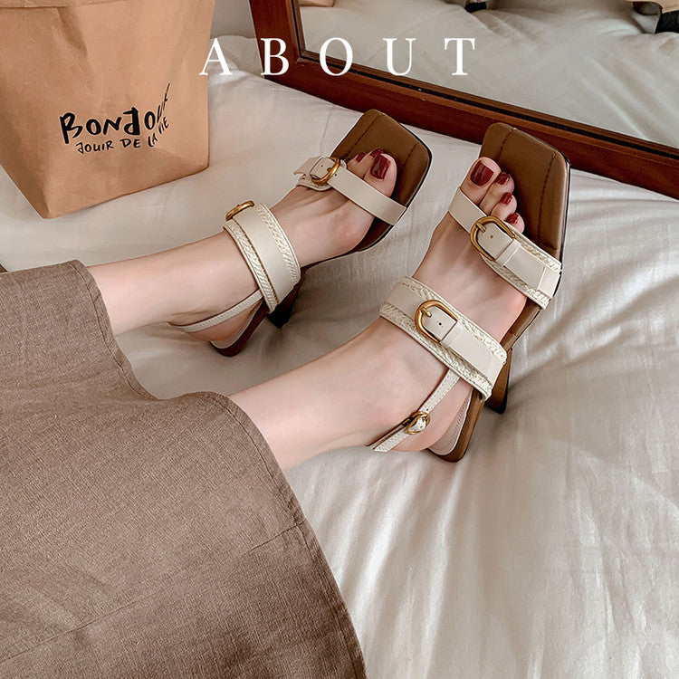 Karin Luna In Stock Spot Goods Vacation style Sofa Cushion Square Toe Irregular Heel Open-Toe Sandals