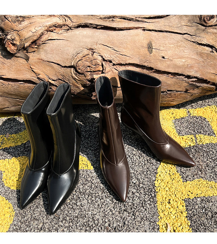 Karin Luna In Stock  Spot Goods Elegant kitten heel pointed toe trendy ankle boots