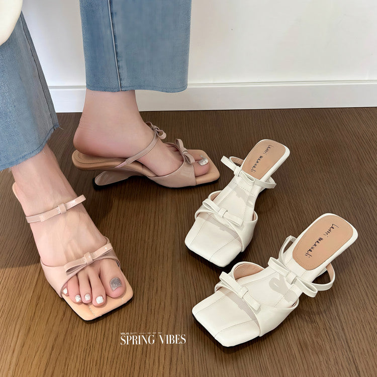 Karin Luna Hot Item Hot Item Self-Flow Square-Toe Irregular Heel Slippers