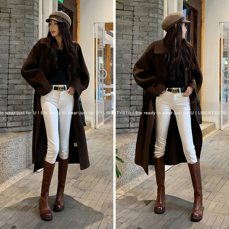 Karin Luna Basic Versatile Style Round Toe Chunky Heel Long Boots