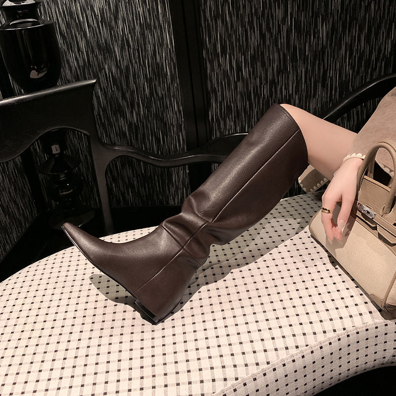 Karin Luna Elegant Style Slanted Inner Height-Increasing Long Boots