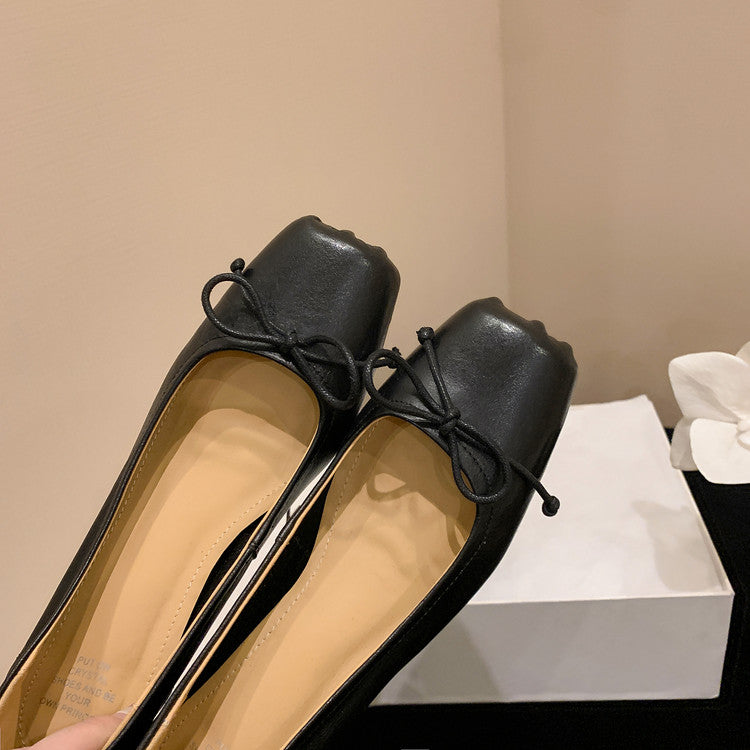 Karin Luna In Stock In Stock ~Full leather inside and out Pig Nose Bow Retro Thick Heel Mary Jane Shoes