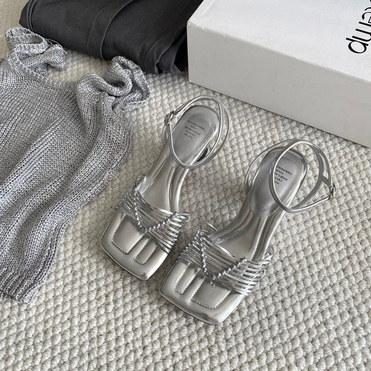 Karin Luna Data Hot Item  Comes with data plan included Hand-woven Square Toe Sofa Insoles Irregular Heel Sandals