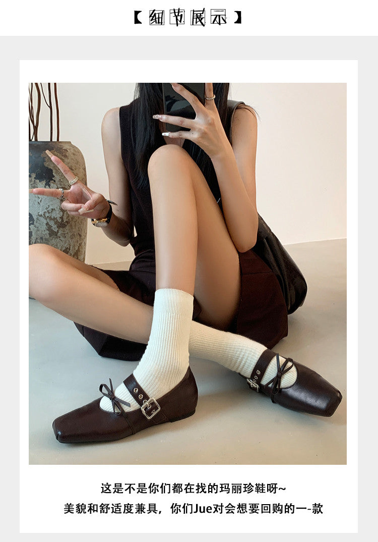 Karin Luna In Stock Spot Goods  Square Toe Internal Height Increase Detachable Bowknot