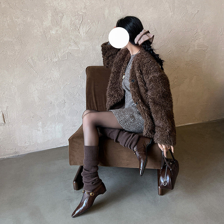 Karin Luna In Stock Spot Goods    Retro Classic Metal Camellia Irregular Heel Single Shoes