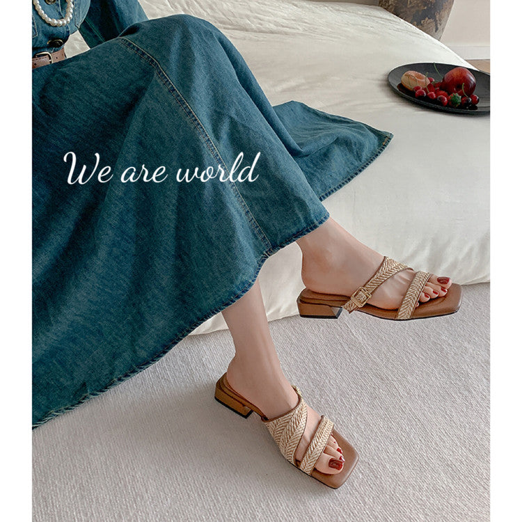 Karin Luna In Stock Spot Goods Resort Style Woven Flat Sandals