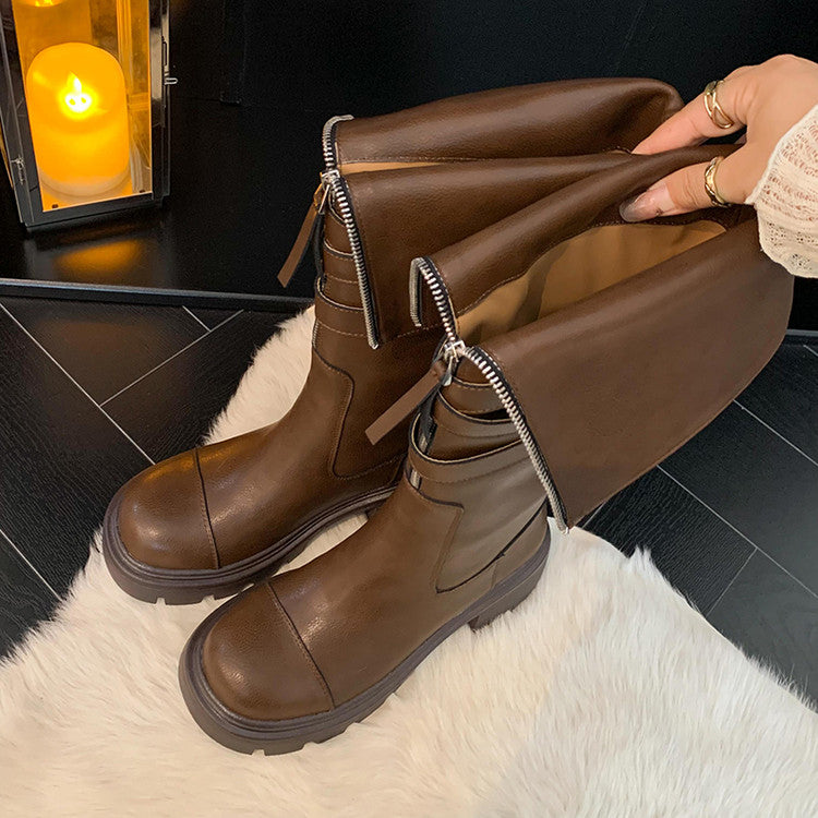 Karin Luna In Stock In-stock Foldable Niche Thick-soled Knight Boots