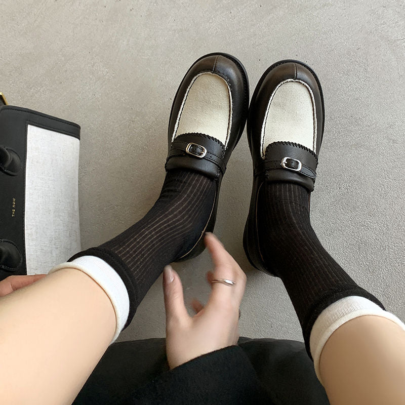 Karin Luna Casual Shoes Series~  In stock Classic color-blocking British style deep-mouth single shoes