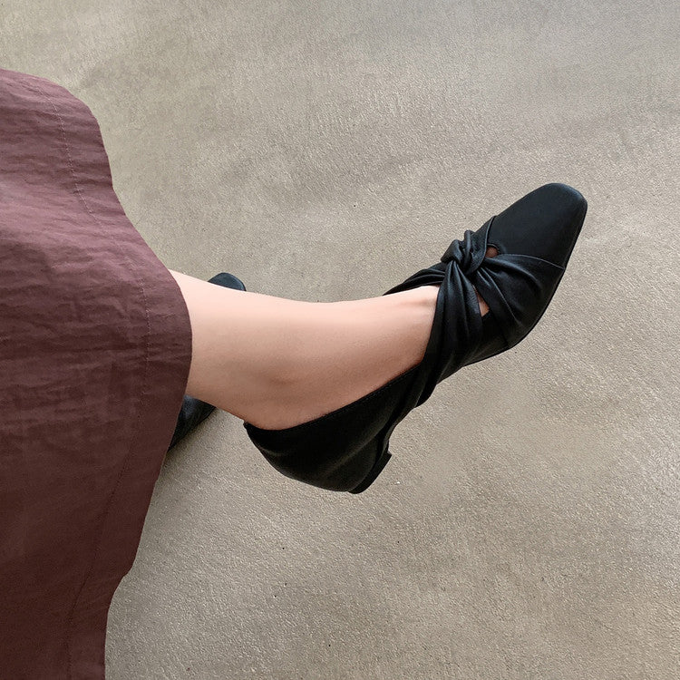 Karin Luna Cross Design Square Toe Hidden Wedge Shoes