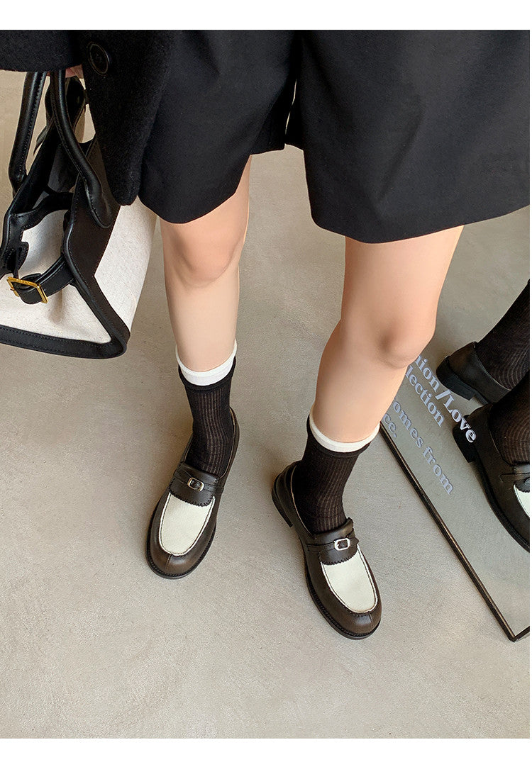 Karin Luna Casual Shoes Series~  In stock Classic color-blocking British style deep-mouth single shoes