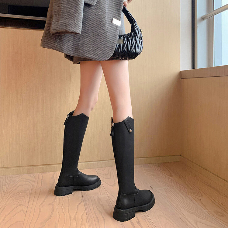 Karin Luna Hot-Selling In Stock   Basic Casual Hot-Selling Round-Toe Long Boots Full Cowhide Leather Long Boots Flat Bottom Hot Sale