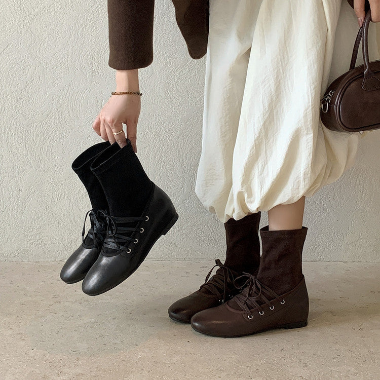 Karin Luna Round Toe Internal Height Increase Lace-up Ankle Boots