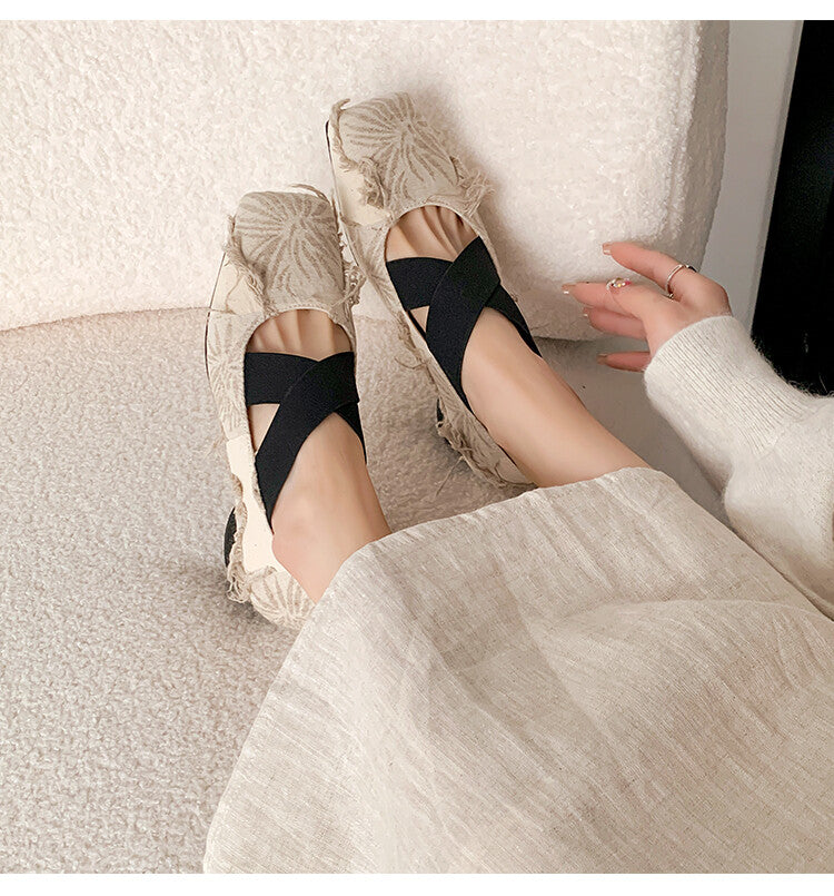 Karin Luna Chinese Pop is the Top Flow~ Orchid Pavilion Preface  New Chinese Style National Aesthetics Retro Cross Strap Mary Jane Shoes