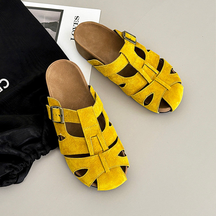 Karin Luna Full Layer Inside and Out~Basic Versatile Perforated Round Toe Birkenstock Slippers