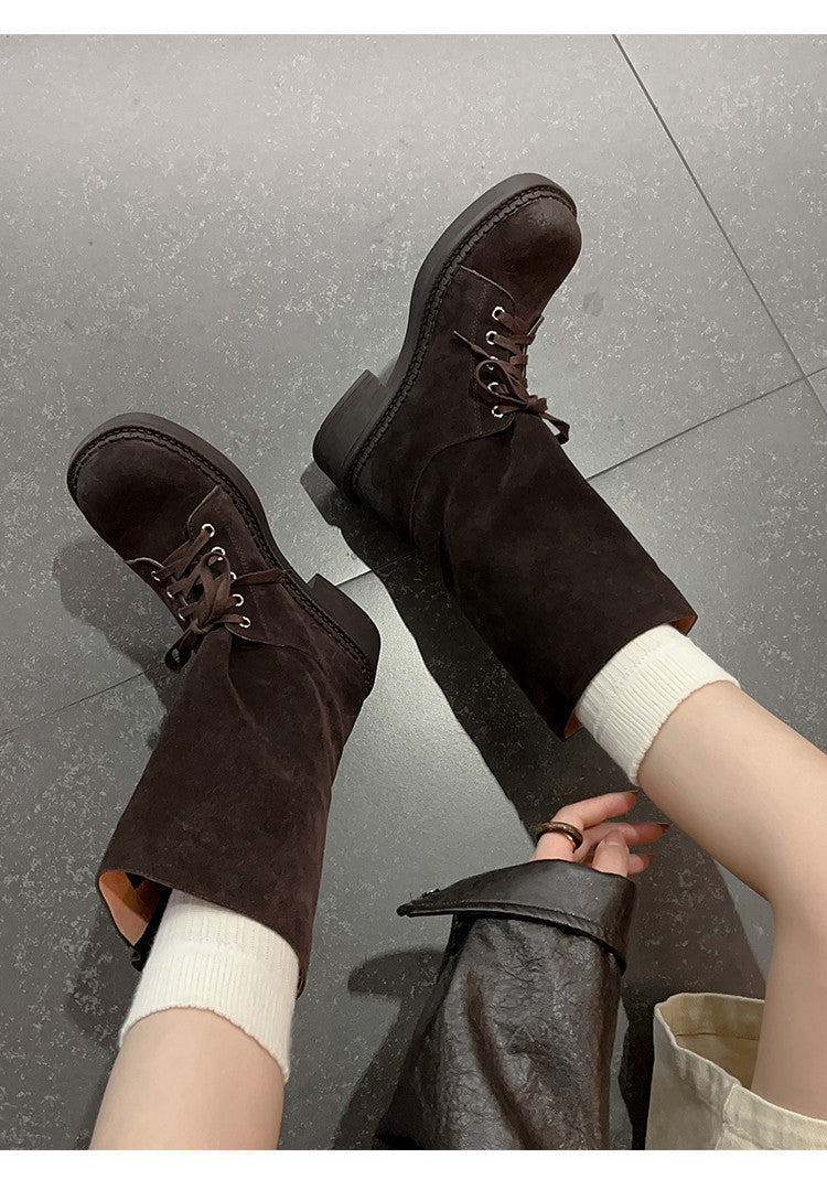 Karin Luna Bestseller Large Tube Thick Sole Martin Boots with Belt Buckle