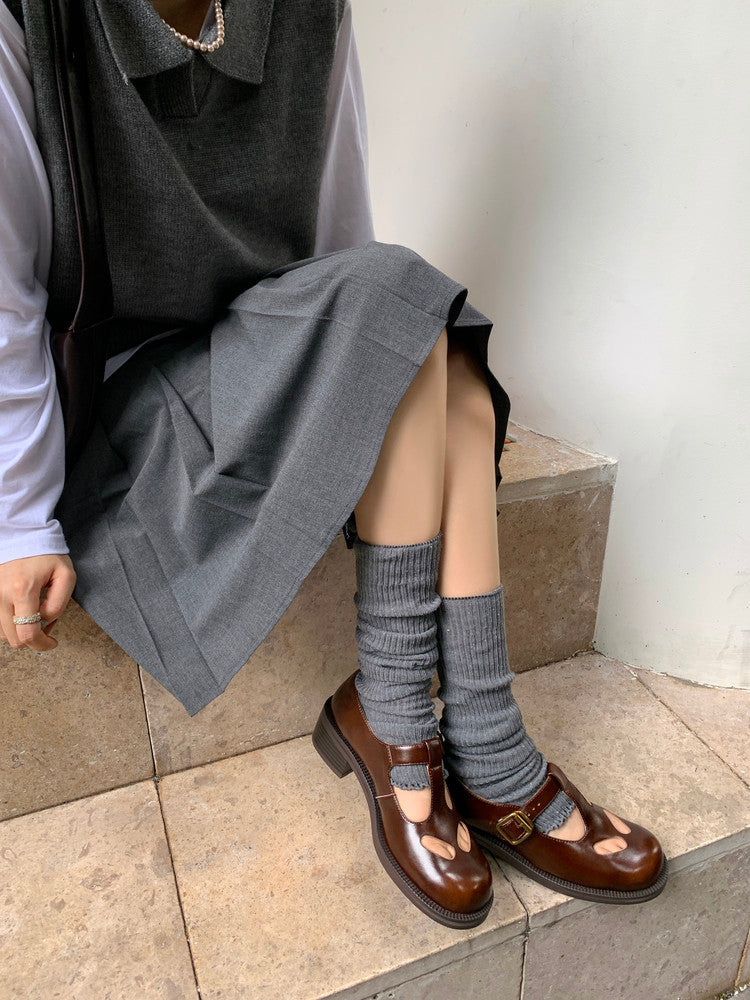 Karin Luna In Stock Spot Goods Minimalist Retro British Style Irregular Hollow Single Shoes