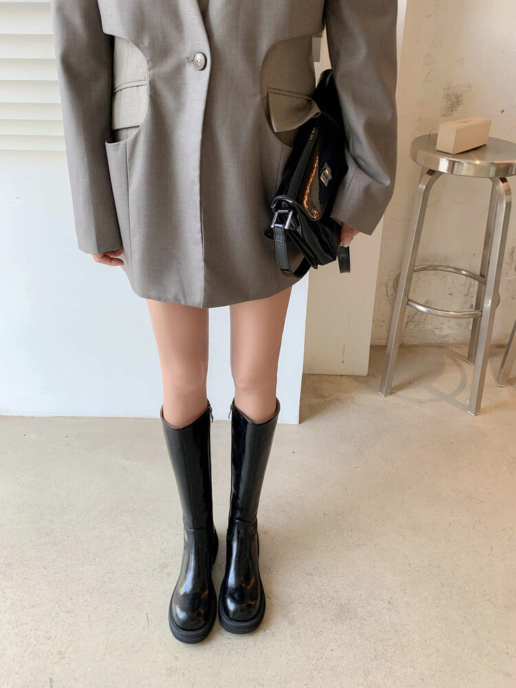 Karin Luna In Stock Spot Goods  Always in stock  Classic Basic Style Round Toe Thick Sole Knight Boots