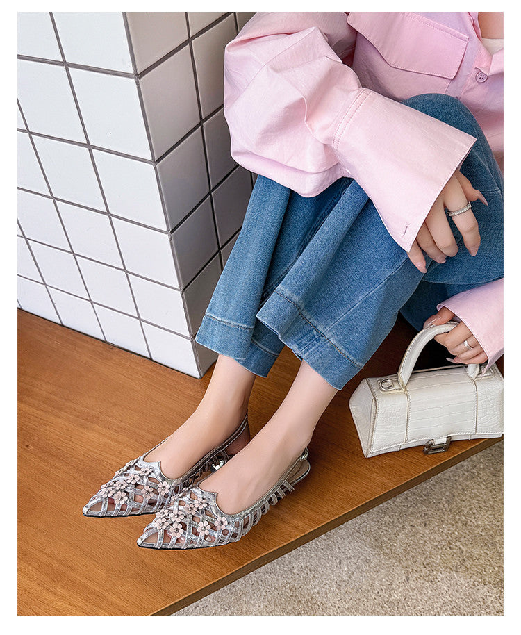 Karin Luna In Stock Spot Goods  Purely Handmade Flowers High-end Hollow Out Sandals