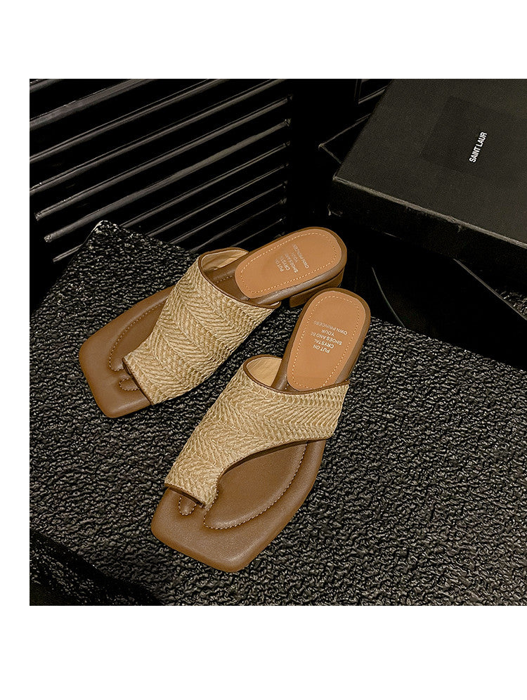Karin Luna Bestseller  Popular  Data Hot-Selling Toe-Clip Straw Vacation Style Slippers