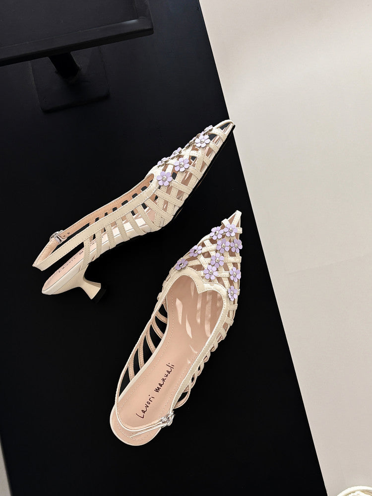 Karin Luna In Stock Spot Goods  Purely Handmade Flowers High-end Hollow Out Sandals