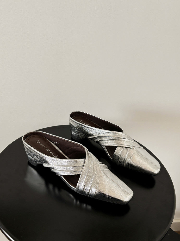 Karin Luna In Stock In Stock Basic Elegant Fairy Style Small Square Toe Sheepskin Slippers