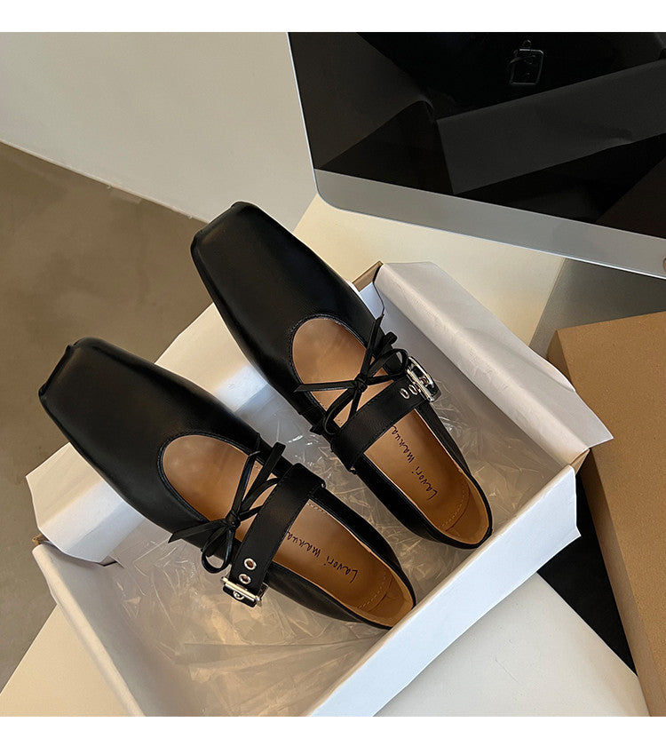 Karin Luna In Stock Spot Goods  Square Toe Internal Height Increase Detachable Bowknot