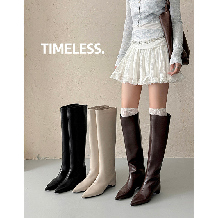 Karin Luna Hot-Selling Internal Height Increase Pointed Toe Straight-Leg Hot-Selling Long Boots