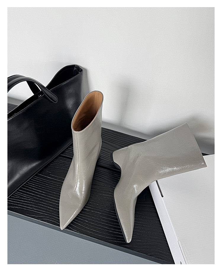 Karin Luna Elegant Pointed Toe Hidden Wedge Short Boots