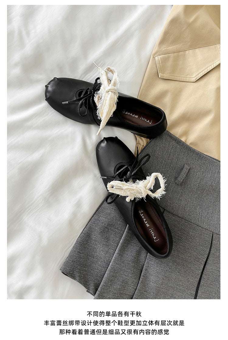 Karin Luna In Stock In Stock  Xiaohongshu Hot Sale Full Leather Round Toe Deep Mouth Single Shoes