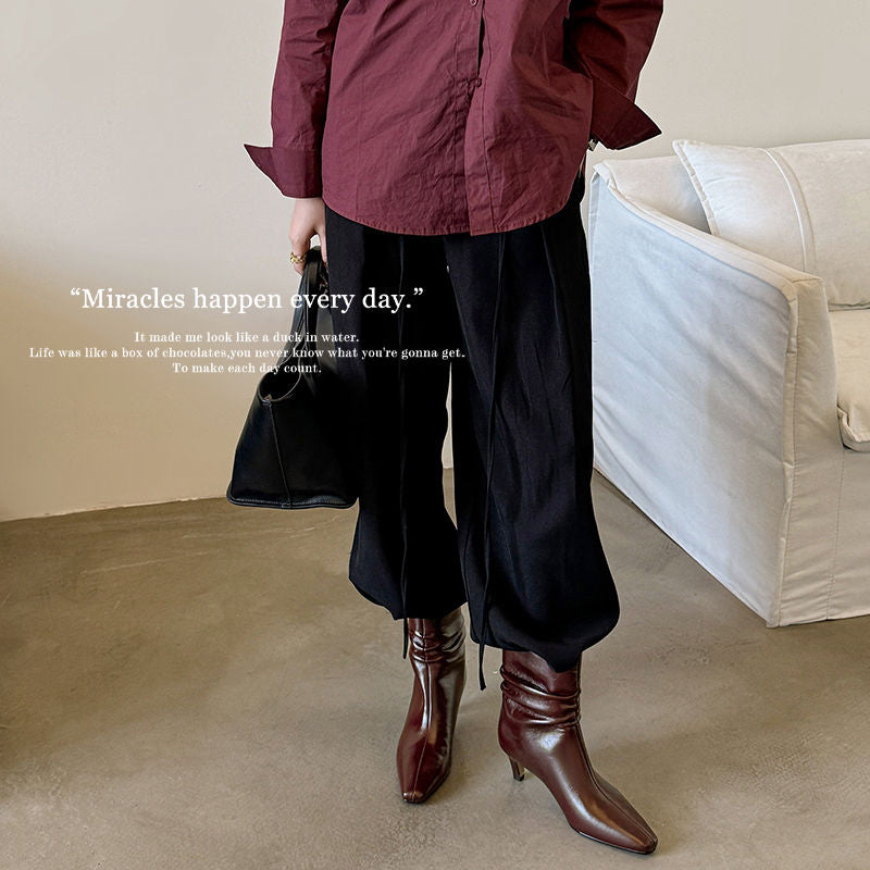 Karin Luna In Stock Spot Goods  Retro Wrinkled Small Square Toe Short Boots