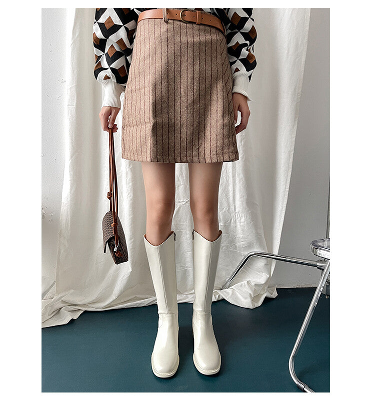 Karin Luna In Stock  Cowhide Niche Versatile Style Knight Boots