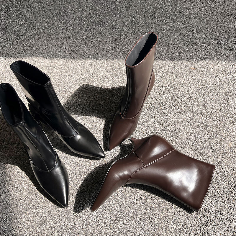 Karin Luna In Stock  Spot Goods Elegant kitten heel pointed toe trendy ankle boots
