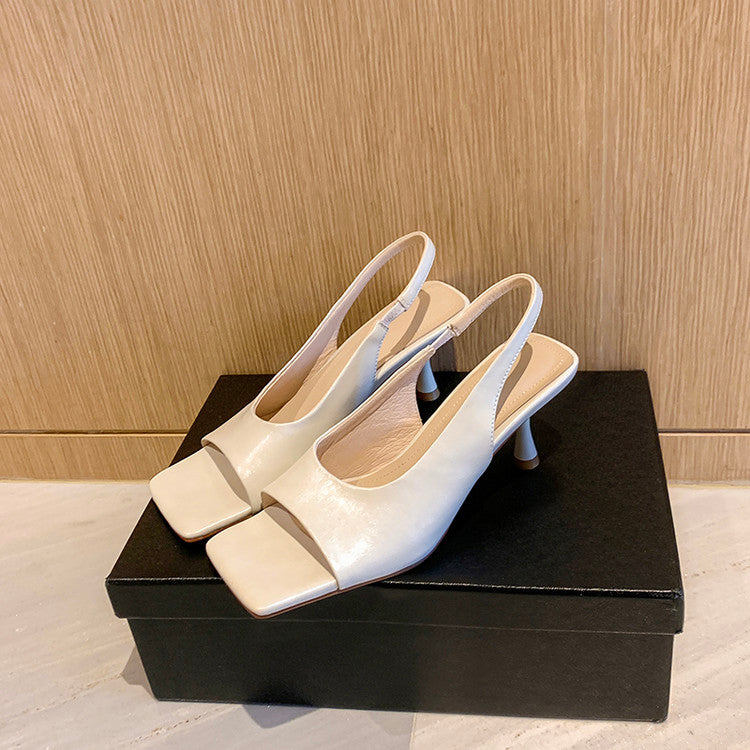 Karin Luna Classic Style Square Toe Open Toe French Retro Sandals
